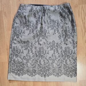 Talbots Womens Vintage Y2K Whimsigoth Dark Romantic Lace Print Pencil Skirt 12